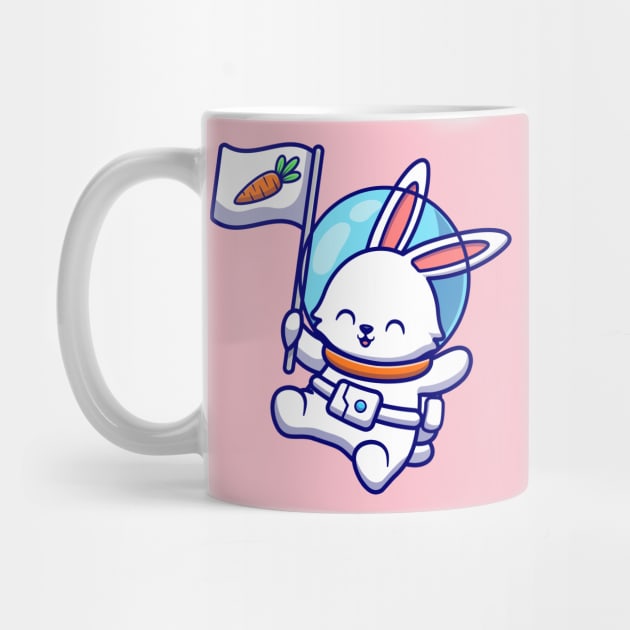 Cute Rabbit Astronaut Floating With Carrot Flag by Catalyst Labs